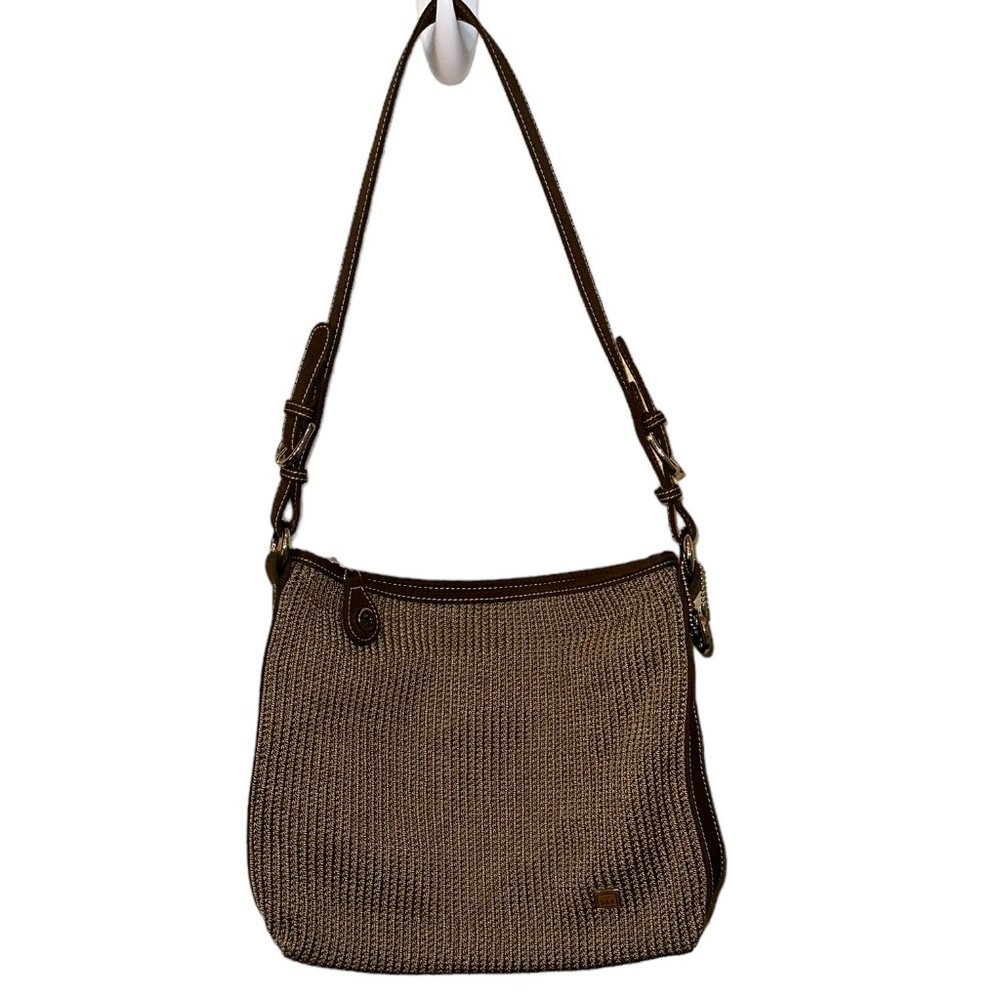 Women's The SAK Knit Khaki Shoulder Bag with Leather Strap